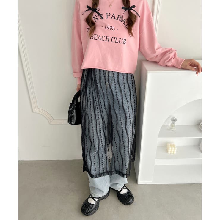 LULU vintage ポルカドットレースラッフルスカート（スカート