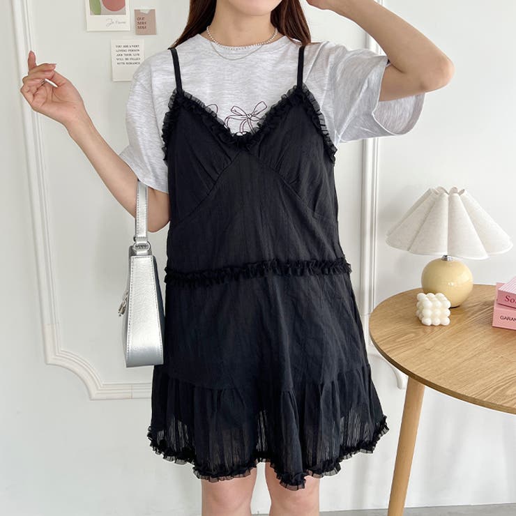 コットンガーゼフリルキャミワンピース[品番:OUTW0000399 コットンガーゼフリルキャミワンピース[品番:OUTW0000399