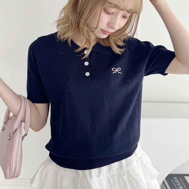 リボン刺繍ポロシャツ | Outfitter lab | 詳細画像10 