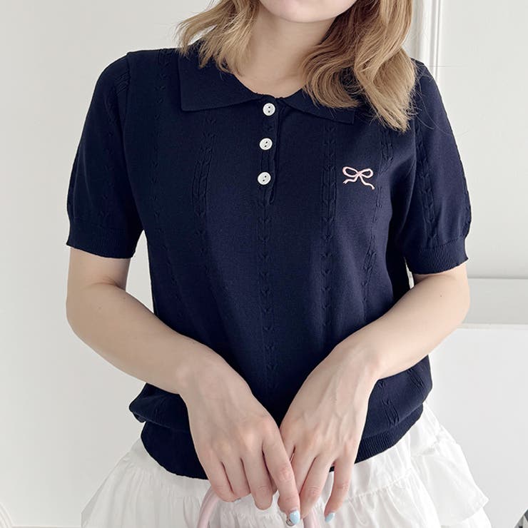 リボン刺繍ポロシャツ | Outfitter lab | 詳細画像11 