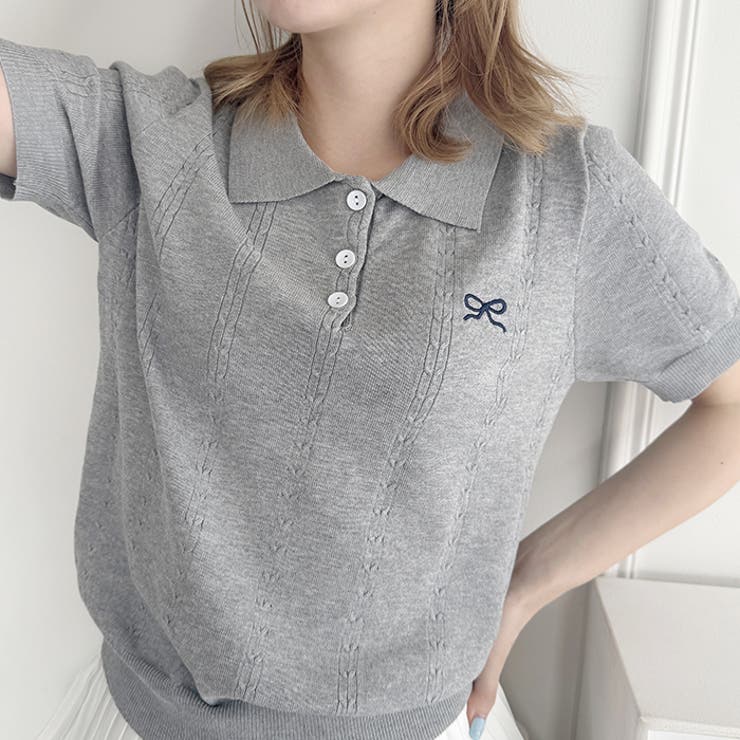 リボン刺繍ポロシャツ | Outfitter lab | 詳細画像18 