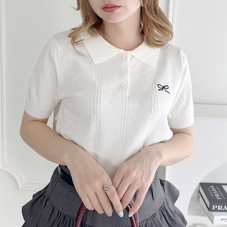 リボン刺繍ポロシャツ | Outfitter lab | 詳細画像5 