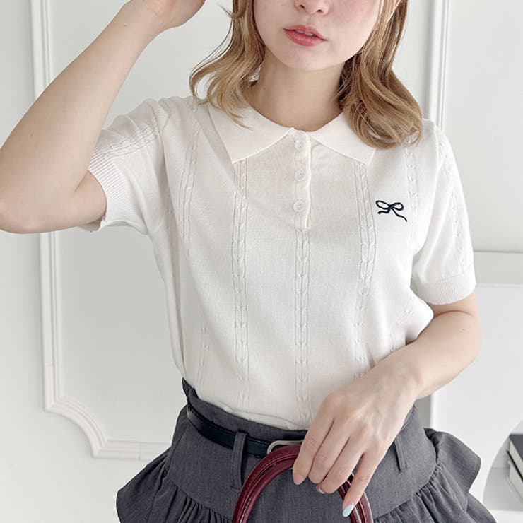 リボン刺繍ポロシャツ | Outfitter lab | 詳細画像6 