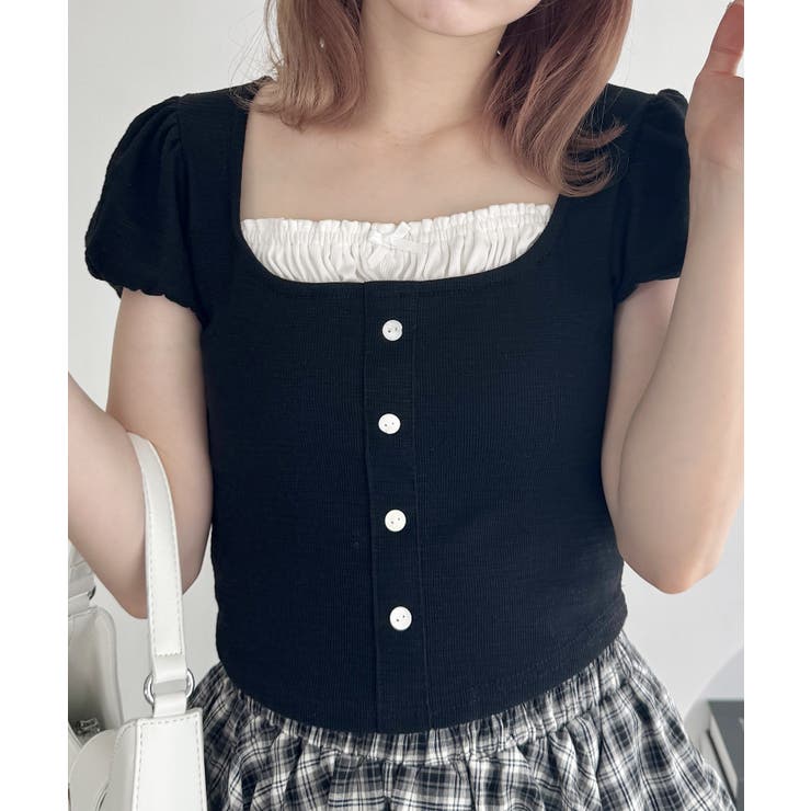 ブラック | フェイクレイヤードトップス | Outfitter lab