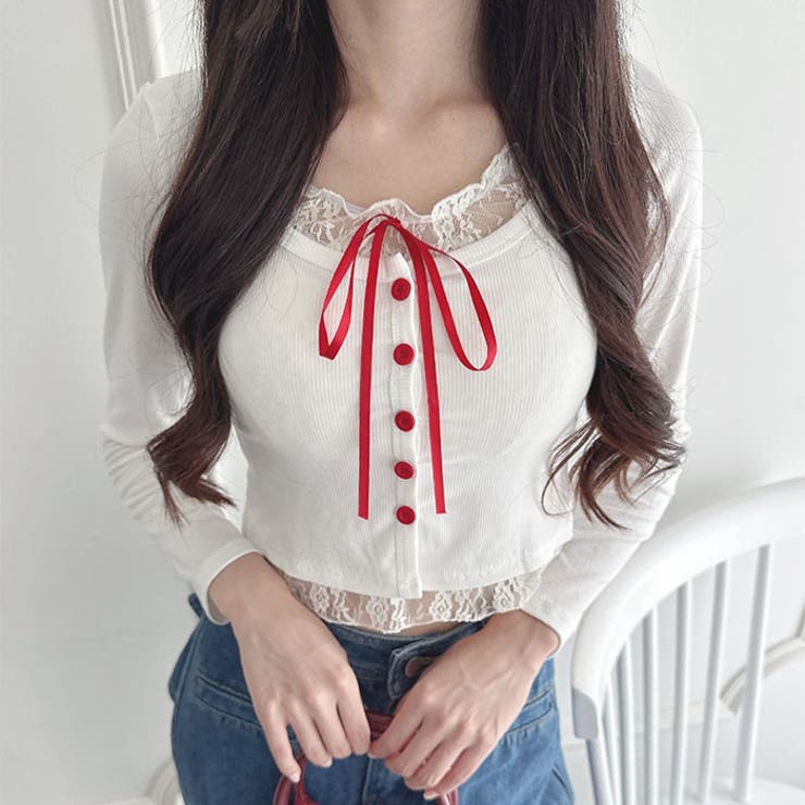 レースリボンレイヤードトップス | Outfitter lab | 詳細画像5 