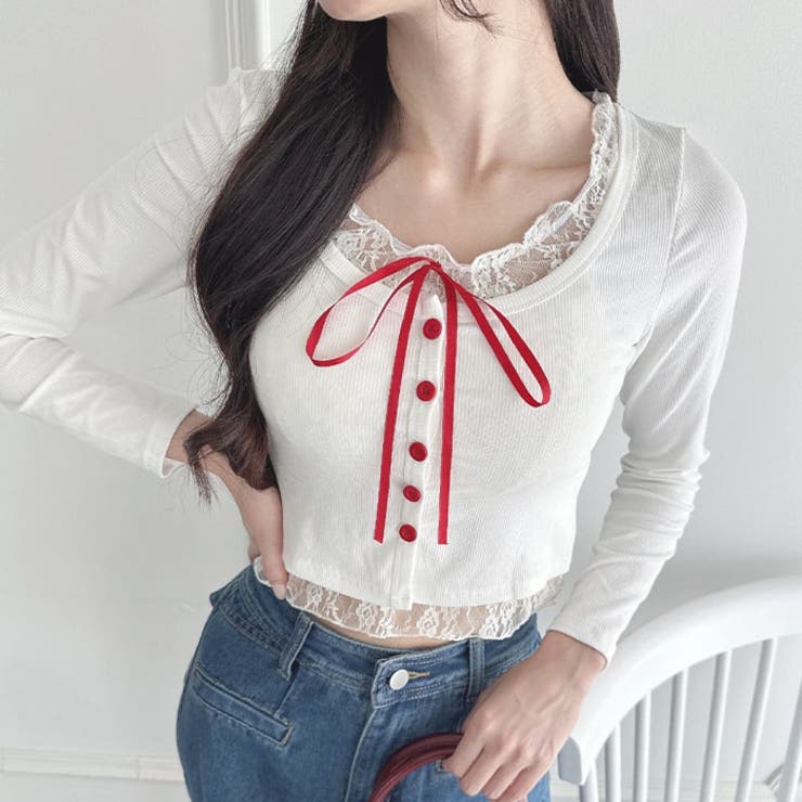 レースリボンレイヤードトップス | Outfitter lab | 詳細画像6 