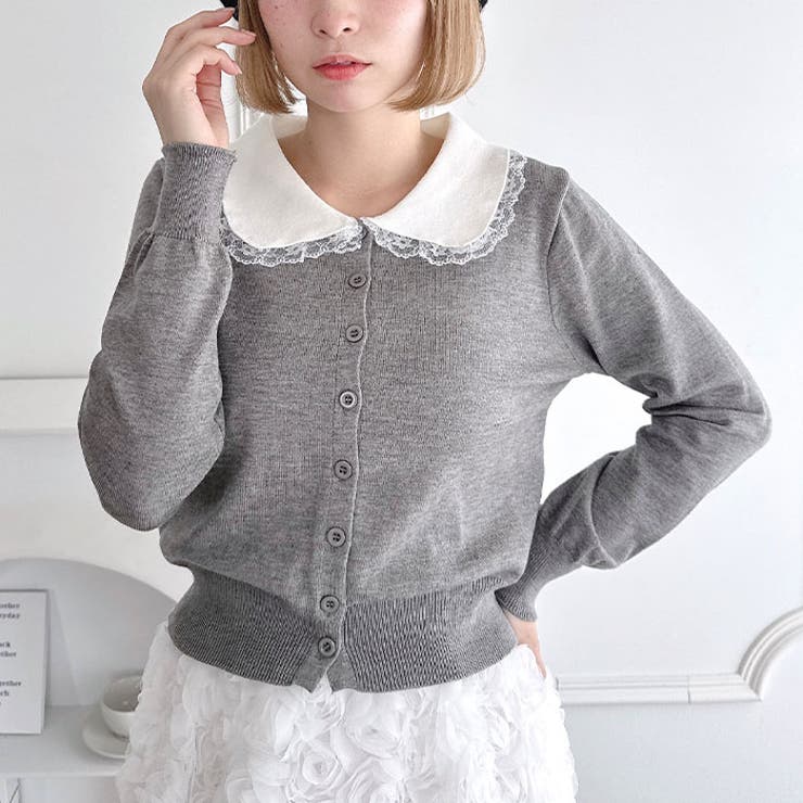 レーストリム丸襟カーディガン | Outfitter lab | 詳細画像10 