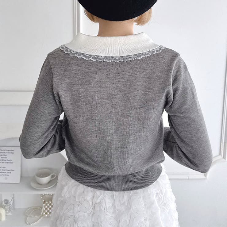 レーストリム丸襟カーディガン | Outfitter lab | 詳細画像12 