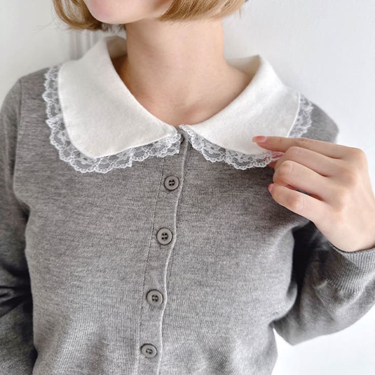 レーストリム丸襟カーディガン | Outfitter lab | 詳細画像13 