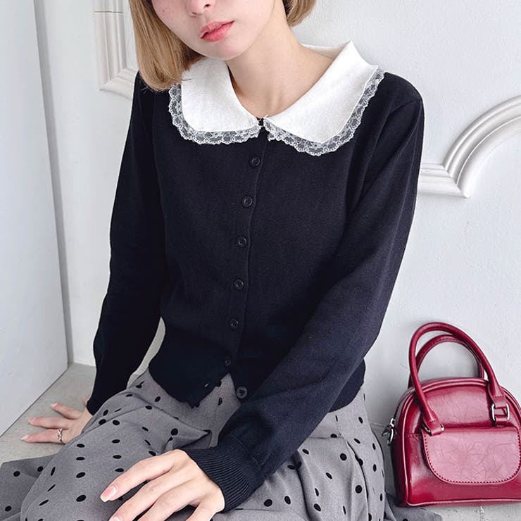 レーストリム丸襟カーディガン | Outfitter lab | 詳細画像7 