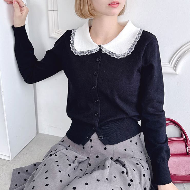 レーストリム丸襟カーディガン | Outfitter lab | 詳細画像8 