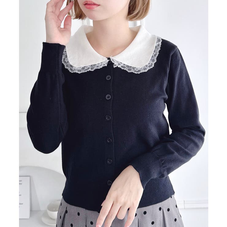 レーストリム丸襟カーディガン[品番：OUTW0000713]｜Outfitter lab