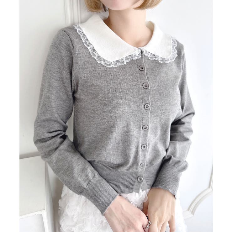 レーストリム丸襟カーディガン[品番：OUTW0000713]｜Outfitter lab