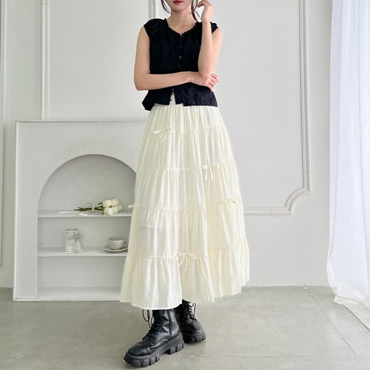 リボンティアードロングスカート[品番：OUTW0000380]｜Outfitter lab