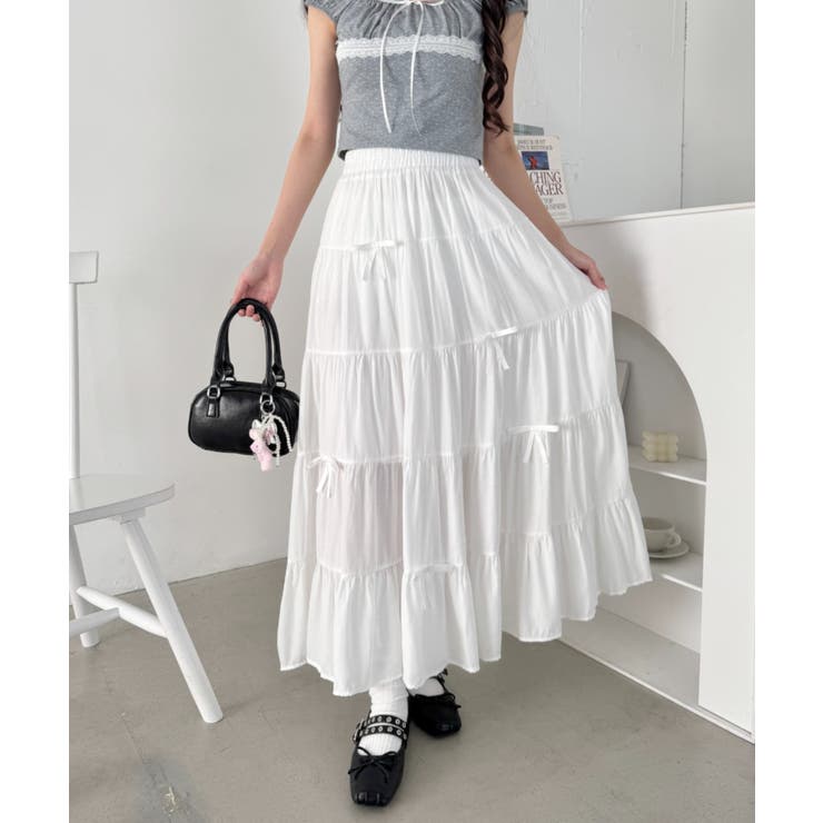リボンティアードロングスカート[品番：OUTW0000380]｜Outfitter lab