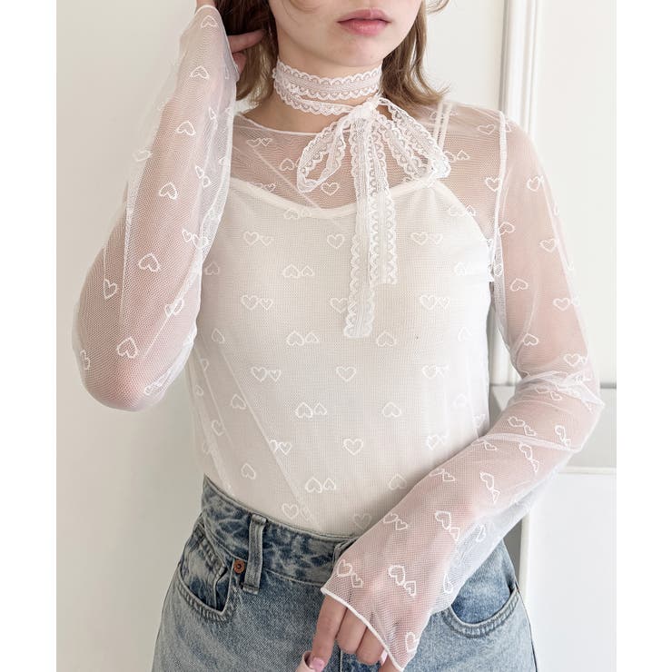 ホワイト | ランダムハートシアートップス | Outfitter lab