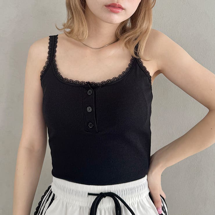 【 カップ付き 】レースストラップリブキャミソール | Outfitter lab | 詳細画像15 