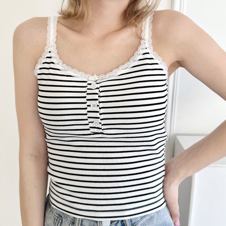 【 カップ付き 】レースストラップリブキャミソール | Outfitter lab | 詳細画像23 