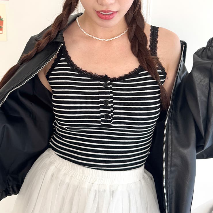 【 カップ付き 】レースストラップリブキャミソール | Outfitter lab | 詳細画像27 