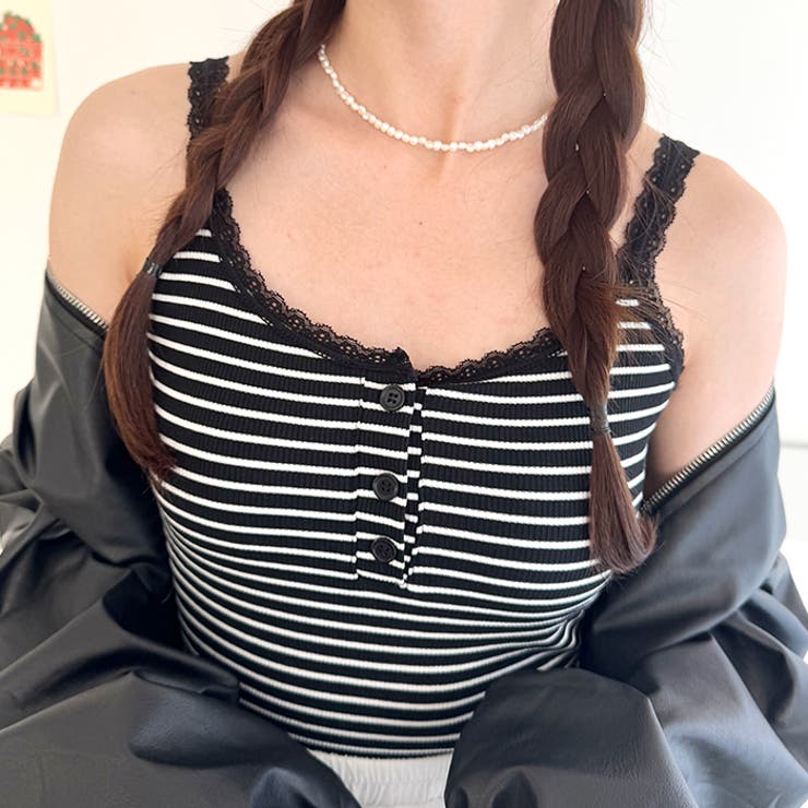 【 カップ付き 】レースストラップリブキャミソール | Outfitter lab | 詳細画像28 