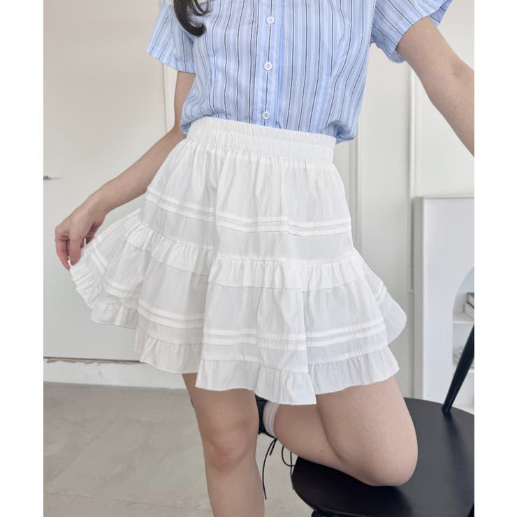 ホワイト | ティアードフリルミニスカパン | Outfitter lab