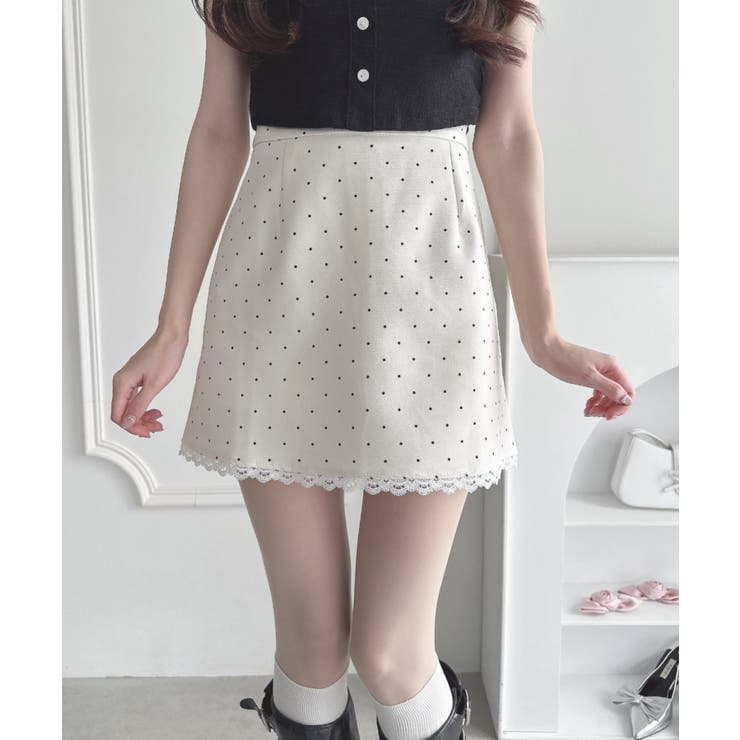 ポルカドットレースミニスカート[品番：OUTW0000518]｜Outfitter
