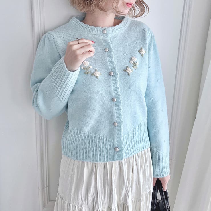 ローズ刺繍ニットカーディガン[品番：OUTW0001355]｜Outfitter lab