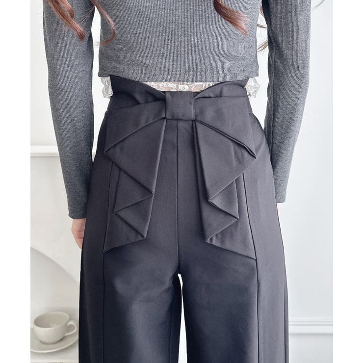 ブラック | バックリボンタックパンツ | Outfitter lab