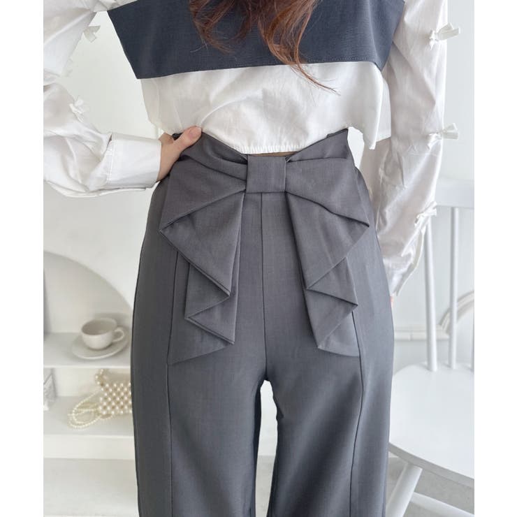 グレー | バックリボンタックパンツ | Outfitter lab