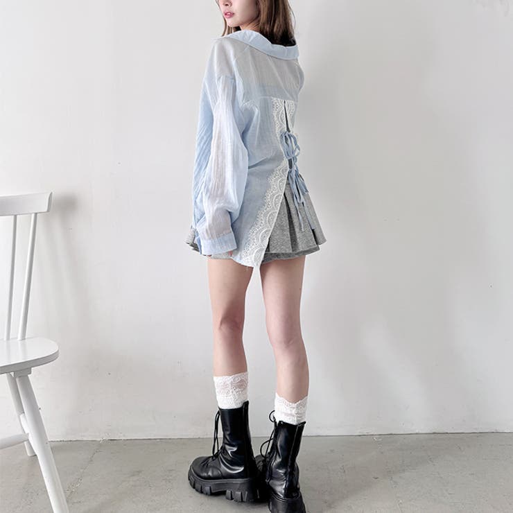リボンレースバックスリットシアーシャツ | Outfitter lab | 詳細画像19 
