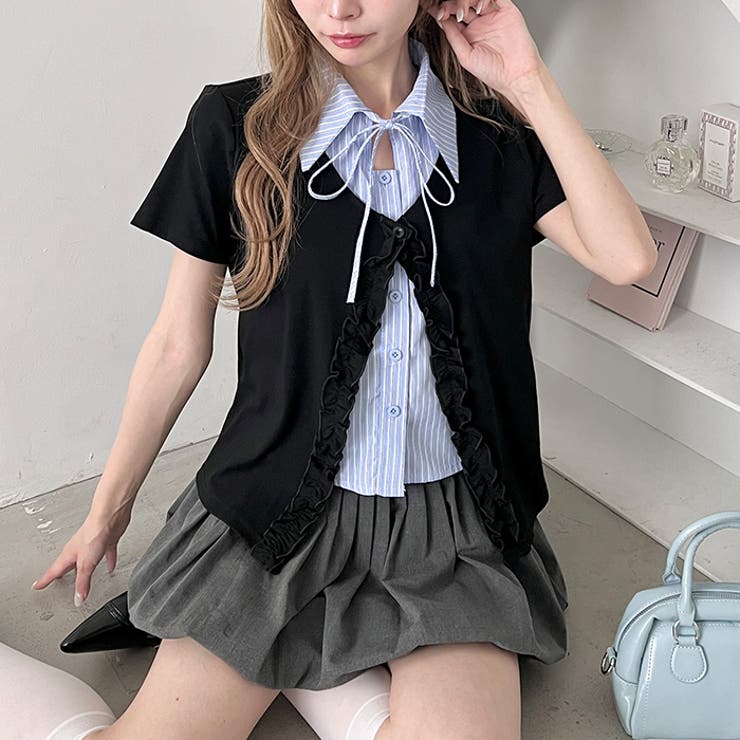 シャツレイヤードフリルカーディガン | Outfitter lab | 詳細画像12 