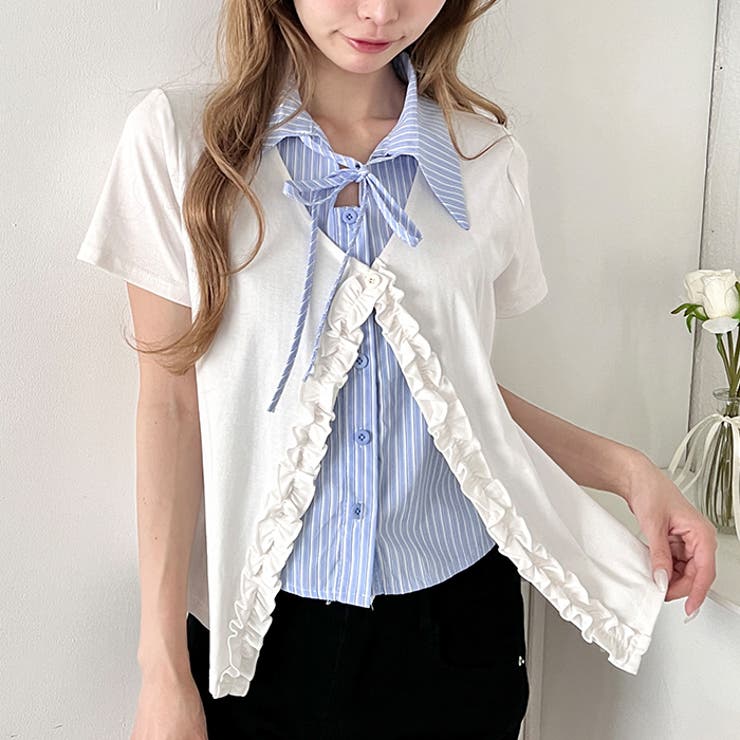 シャツレイヤードフリルカーディガン | Outfitter lab | 詳細画像6 