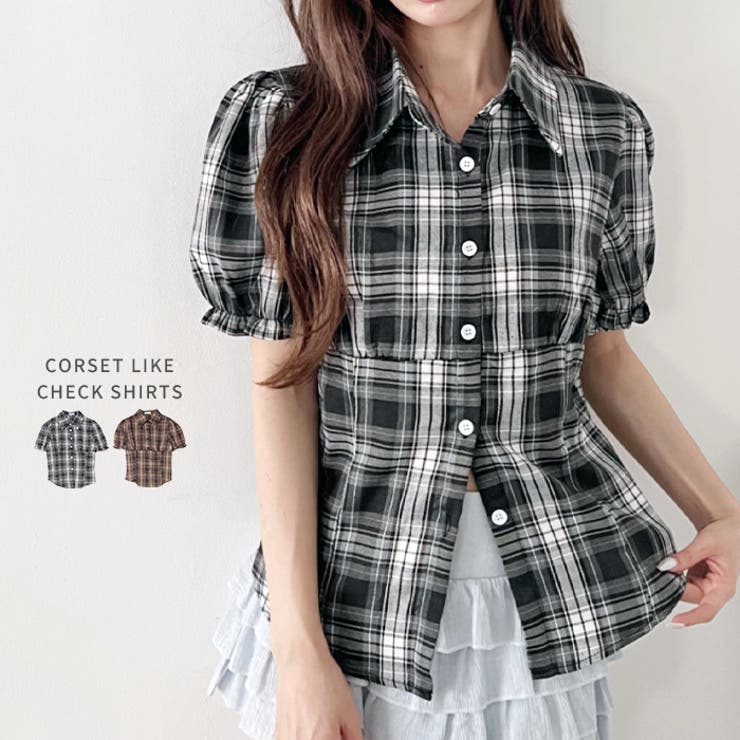 コルセットライクチェックシャツ | Outfitter lab | 詳細画像1 