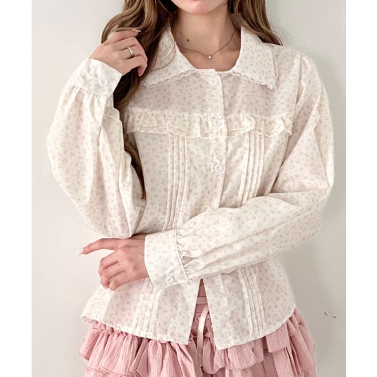 ピンク | ロングスリーブリトルフラワーブラウス | Outfitter lab