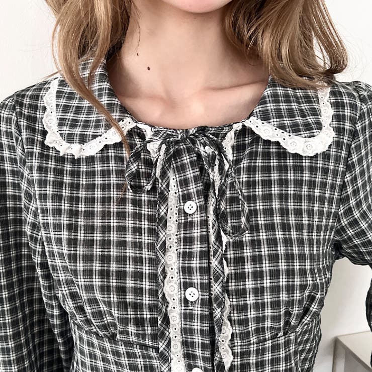 ロングスリーブチェックレースブラウス | Outfitter lab | 詳細画像12 