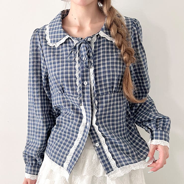 ロングスリーブチェックレースブラウス | Outfitter lab | 詳細画像16 