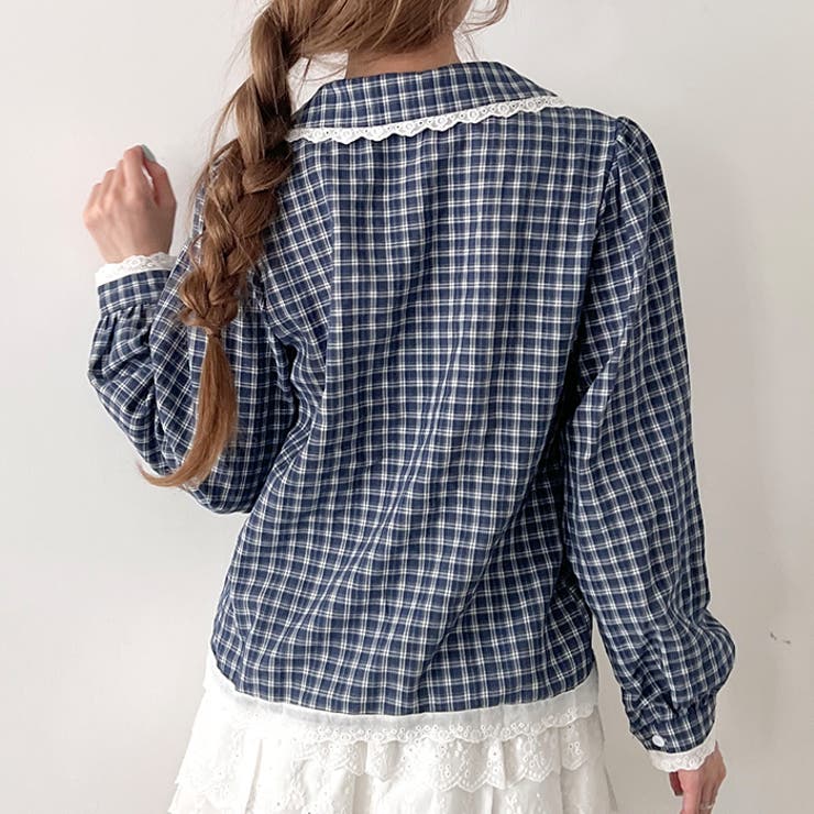 ロングスリーブチェックレースブラウス | Outfitter lab | 詳細画像17 
