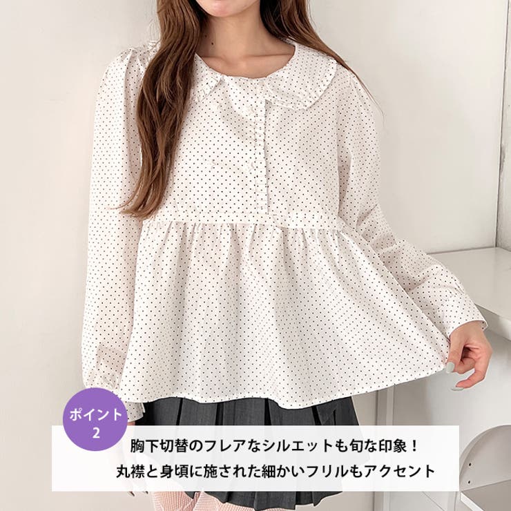 スターボタンロングスリーブドットブラウス | Outfitter lab | 詳細画像3 