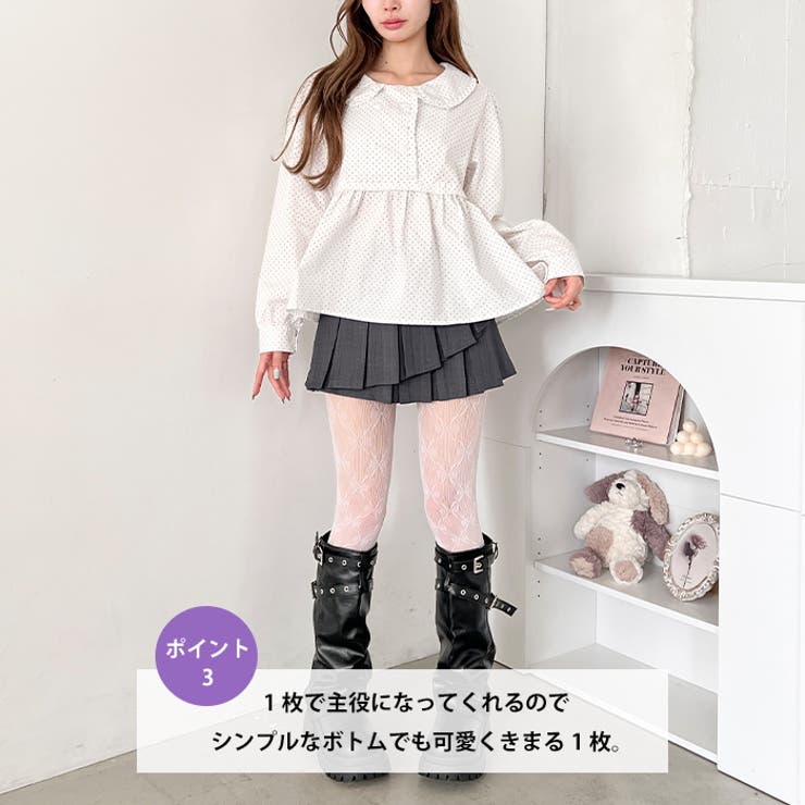 スターボタンロングスリーブドットブラウス | Outfitter lab | 詳細画像4 