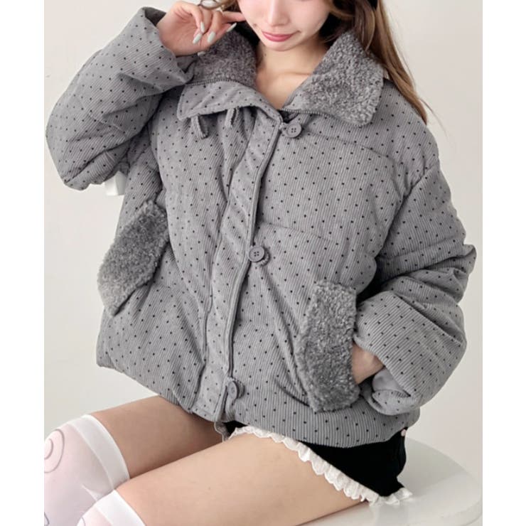 グレー | ドットコーデュロイボアカラーブルゾン | Outfitter lab