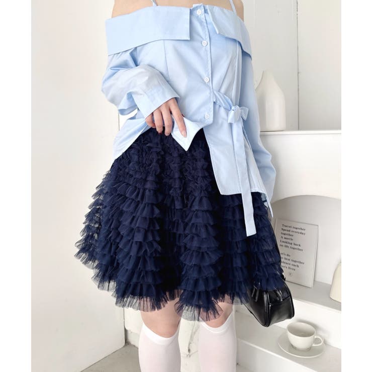 ネイビー | スワンチュールミニスカート | Outfitter lab