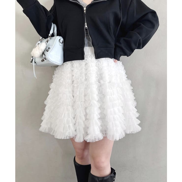 ホワイト | スワンチュールミニスカート | Outfitter lab