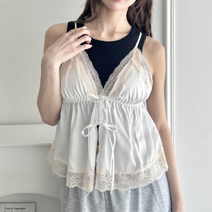 ダブルリボンランジェリーサテンキャミソール | Outfitter lab | 詳細画像11 