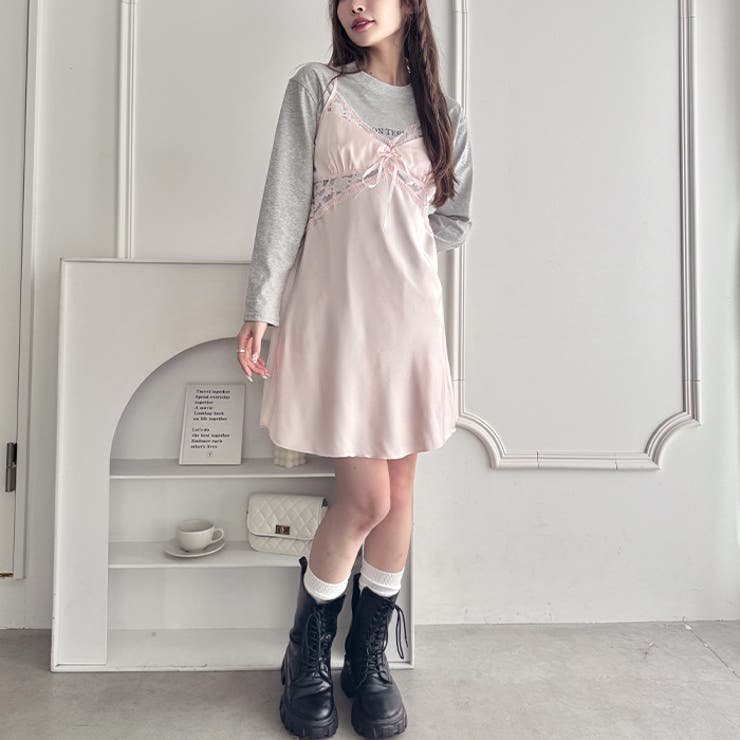 サイドレースサテンスリップミニワンピース | Outfitter lab | 詳細画像18 