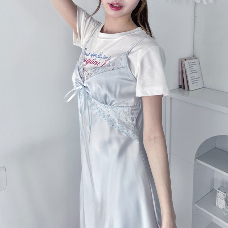 サイドレースサテンスリップミニワンピース | Outfitter lab | 詳細画像21 