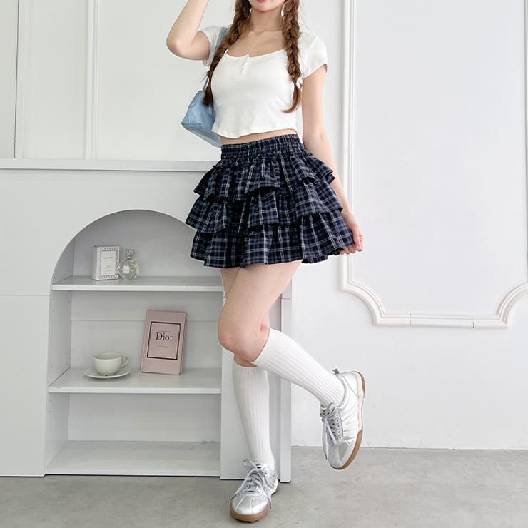【チェック＆無地】ティアードフリルミニスカート | Outfitter lab | 詳細画像24 