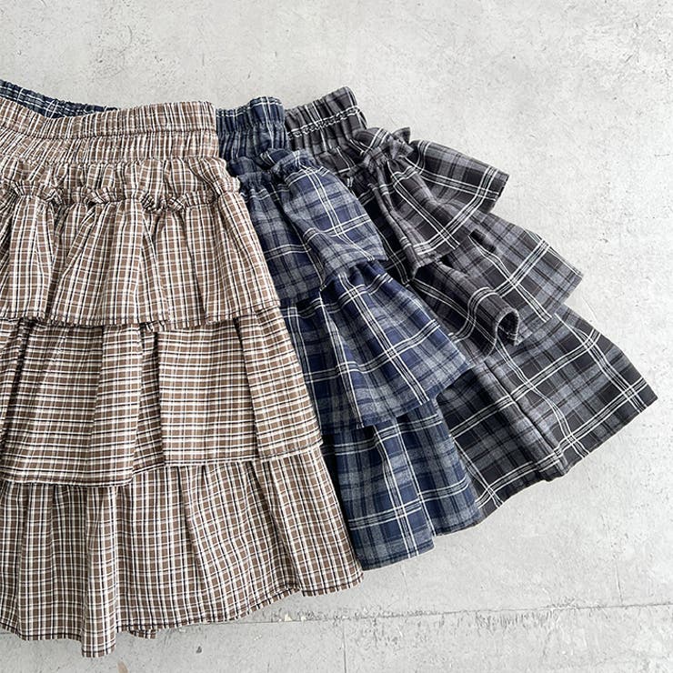 【チェック＆無地】ティアードフリルミニスカート | Outfitter lab | 詳細画像46 