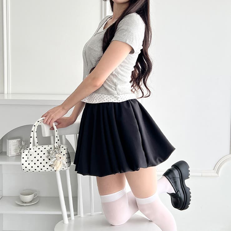 ドット＆無地バルーンミニスカート | Outfitter lab | 詳細画像13 