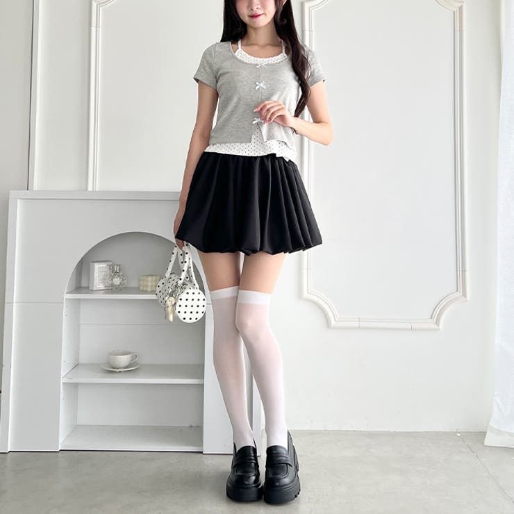 ドット＆無地バルーンミニスカート | Outfitter lab | 詳細画像14 