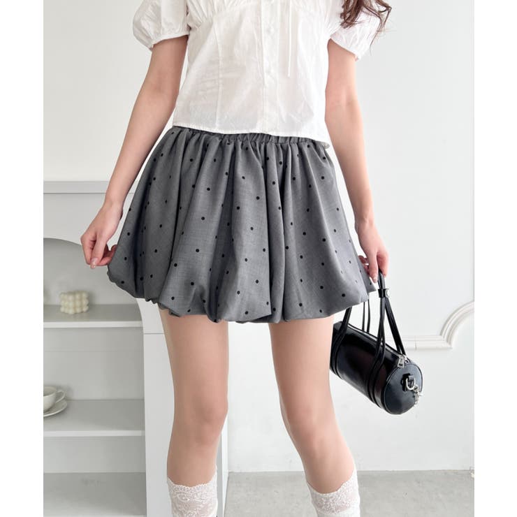 グレー系その他 | ドット＆無地バルーンミニスカート | Outfitter lab